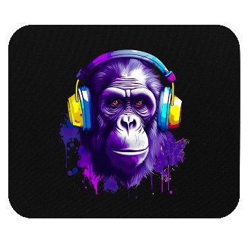Discover Gorilla with Headphones Music Monkey Mouse Pads