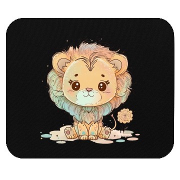 Discover Cute Lion Pastel Drawing Mouse Pads