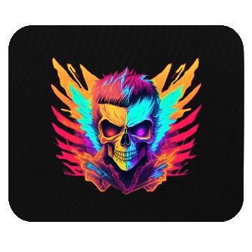 Discover Neon Wings Skull Mouse Pads