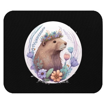 Discover Cute Watercolor Beaver Flower Crown Mouse Pads