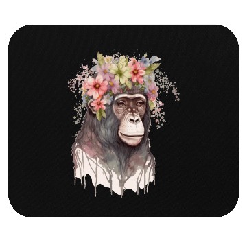 Discover Cute Monkey Flower Crown Floral Watercolor Mouse Pads
