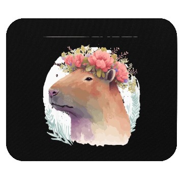 Discover Watercolor Capybara Rodent Flower Crown Animal Lov Mouse Pads