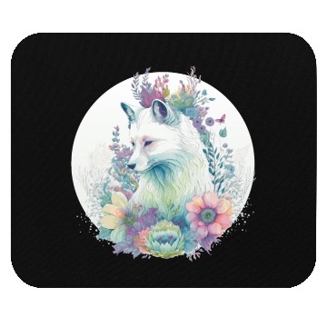 Discover Cute Arctic Fox Flower Crown Animal Lovers Mouse Pads
