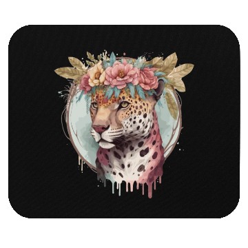 Discover Flower Crown Jaguar Floral Animal Lovers Mouse Pads