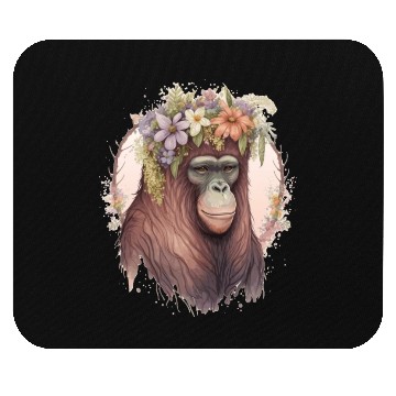 Discover Cute Orangutan Flower Crown Monkey Lover Mouse Pads