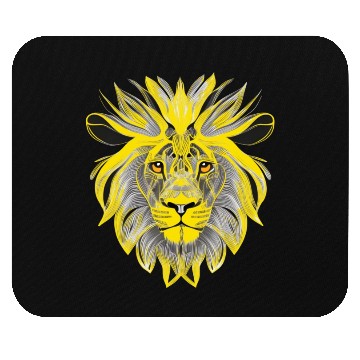 Discover Lion Art Design Portrait Illustration yellow Mouse Pads