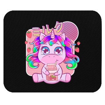 Discover Funny Kawaii Unicorn Strawberry Milk Shake Mouse Pads