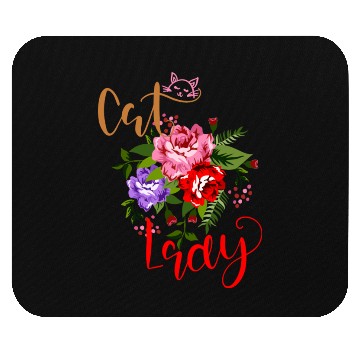 Discover Flowery Cat Lady Mouse Pads