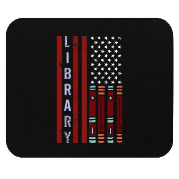 Discover School Library Funny for Librarian Patriotic US Fl Mouse Pads