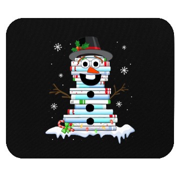 Discover snowman book stack librarian book lover christmas Mouse Pads