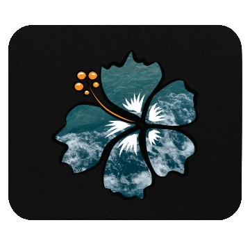 Discover Hibiscus Flower On Blue Ocean Waves Background Mouse Pads