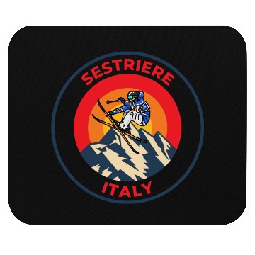 Discover Vintage Cool Skiing in Sestriere Italy Sunset Mouse Pads