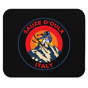 Discover Vintage Cool Skiing in Sauze D'oulx italy Sunset Mouse Pads