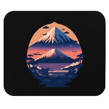 Discover Serene Mount Fuji Sunset Peaceful River Scenery Mouse Pads