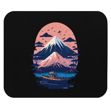 Discover Serene Mount Fuji Sunset Peaceful River Scenery Mouse Pads
