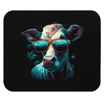 Discover a cow with sunglasses Mouse Pads