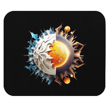 Discover White background sun planet logo fantasy Mouse Pads