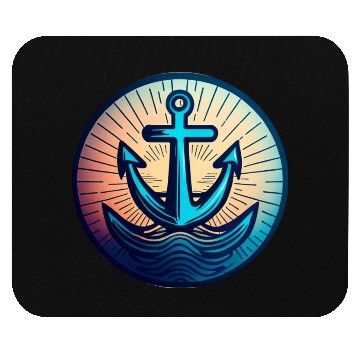 Discover Sailing Motor Boat Anchor Around Sunset Mouse Pads