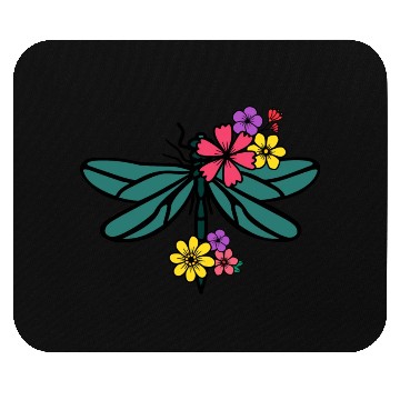 Discover dragonfly with colorful flowers Mouse Pads