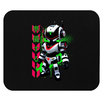 Discover Chibi Mecha: A Cute Cyberpunk Design 1 Mouse Pads