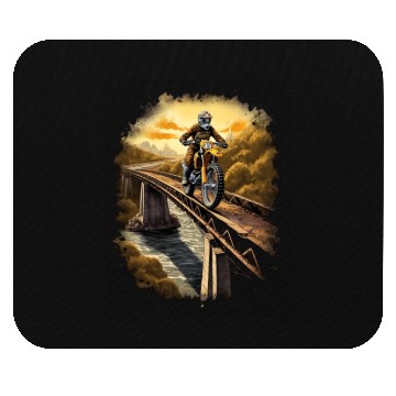 Discover Dirt Bike Rider on Bridge Motorbike Biker Mouse Pads