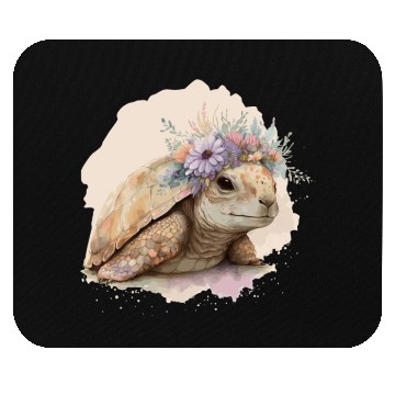 Discover Cute Watercolor Tortoise Turtle Flower Crown Anima Mouse Pads