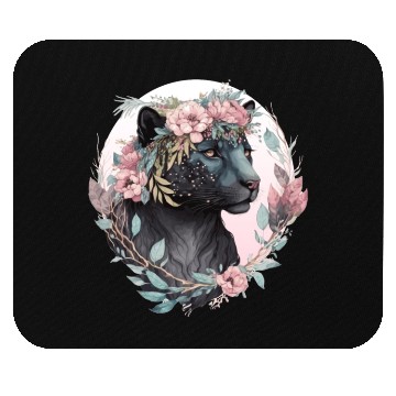 Discover Floral Black Leopard Watercolor Flower Crown Graph Mouse Pads