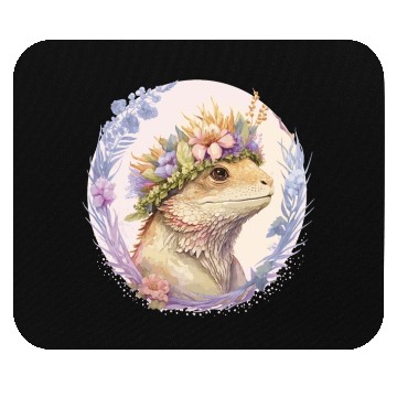Discover Floral Bearded Dragon Flower Crown Pet Lizard Love Mouse Pads