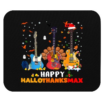 Discover Guitar Happy Hallothanksmas Halloween Thanksgiving Mouse Pads