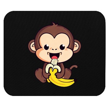 Discover cute monkey eats a banana Mouse Pads
