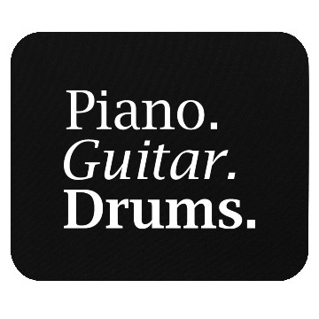 Discover Piano. Guitar. Drums. in White Mouse Pads