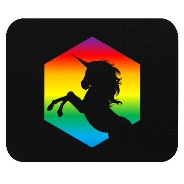 Discover Rainbow Unicorn d20 Silhouette | TTRPG Pride Mouse Pads