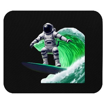 Discover Green waves surfing astronaut Mouse Pads