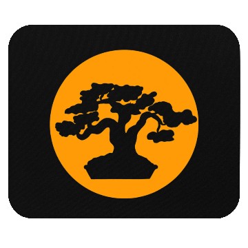 Discover Japanese Bonsai Tree with Orange Sunset Mouse Pads