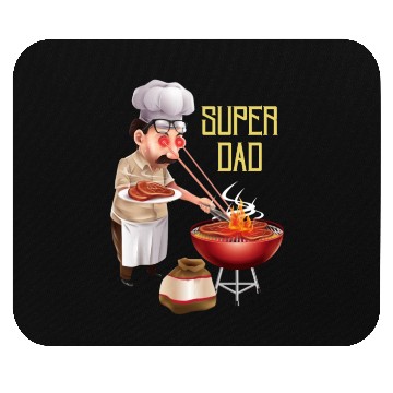 Discover Super Dad Cookout Illustration Super Hero Mouse Pads