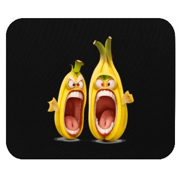 Discover Two bananas with angry face screaming cartoon Mouse Pads