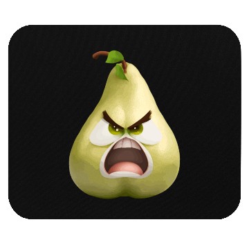 Discover A pear with angry face cartoon style Mouse Pads