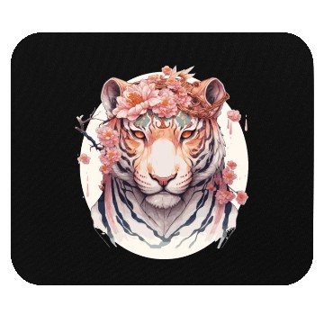 Discover Watercolor Flower Tiger Chinese Zodiac Animal Sign Mouse Pads