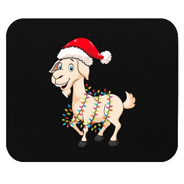 Discover Christmas Lights Goat Wearing Xmas Hat Farmer Mouse Pads