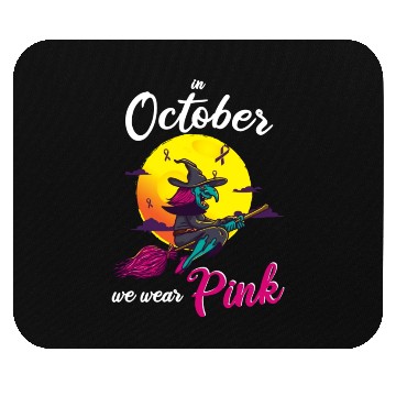 Discover In October We Wear Pink Halloween Witch Mouse Pads