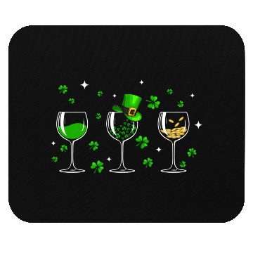Discover Three Wine Glasses Clover Shamrock St Patrick Day Mouse Pads