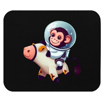 Discover Astronaut Monkey Riding on a Cow Mouse Pads