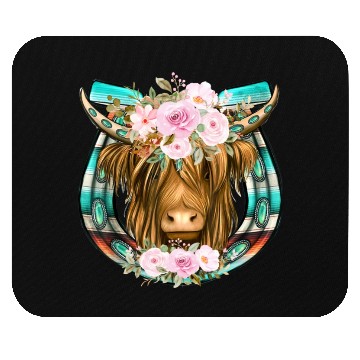 Discover Loves HigHiand Cow Flower Mouse Pads