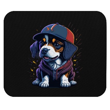 Discover Cute Border Collie Puppy Wearing Baseball Hat Mouse Pads