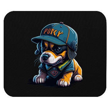 Discover Cute Rottweiler Dog Wearing Baseball Hat Mouse Pads