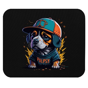 Discover Cute Border Collie Puppy Wearing Baseball Hat Mouse Pads
