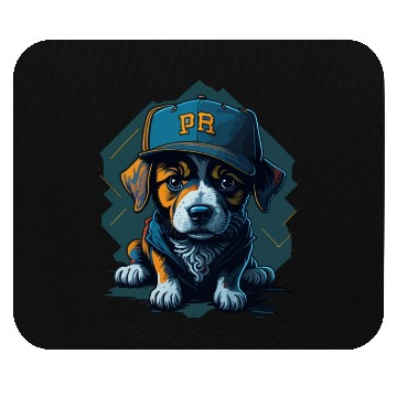 Discover Cute Border Collie Puppy Wearing Baseball Hat Mouse Pads