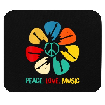 Discover Peace Love Music Guitar Flower Rock And Roll Mouse Pads