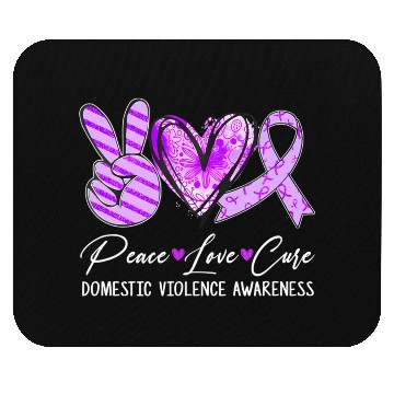 Discover Peace Love Cure Purple Ribbon Domestic Violence Aw Mouse Pads