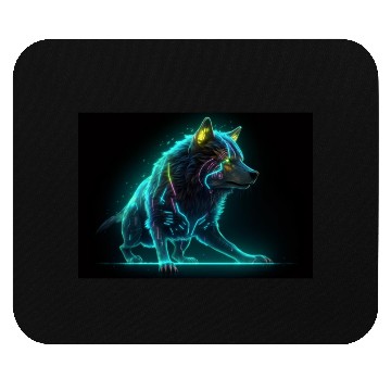Discover Neon Moon Wolf Mouse Pads